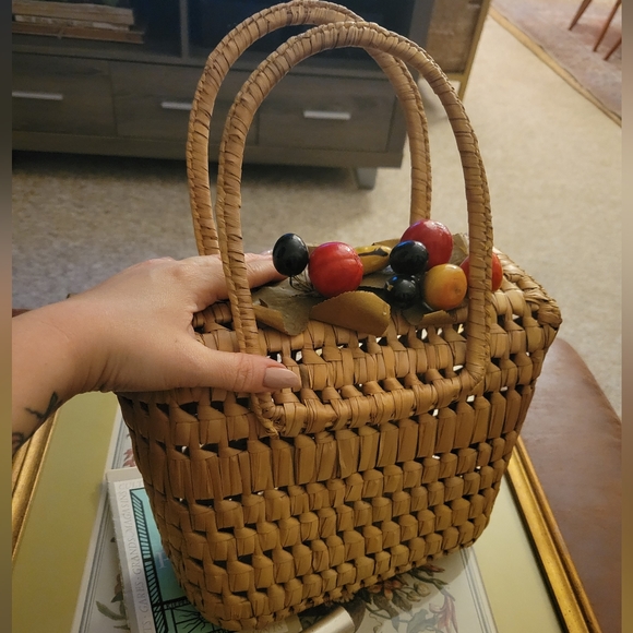 Vintage 70s Wicker Basket Style Purse - Picture 2 of 7
